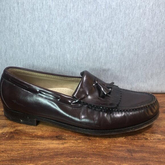 SAS Mens Size 13 M Burgundy Kiltie Tassel Leather Loafer Slip‎ On Dress Shoes - Picture 7 of 10